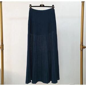 Loro Piana Blue Green Knitted Flare Midi Skirt Size M